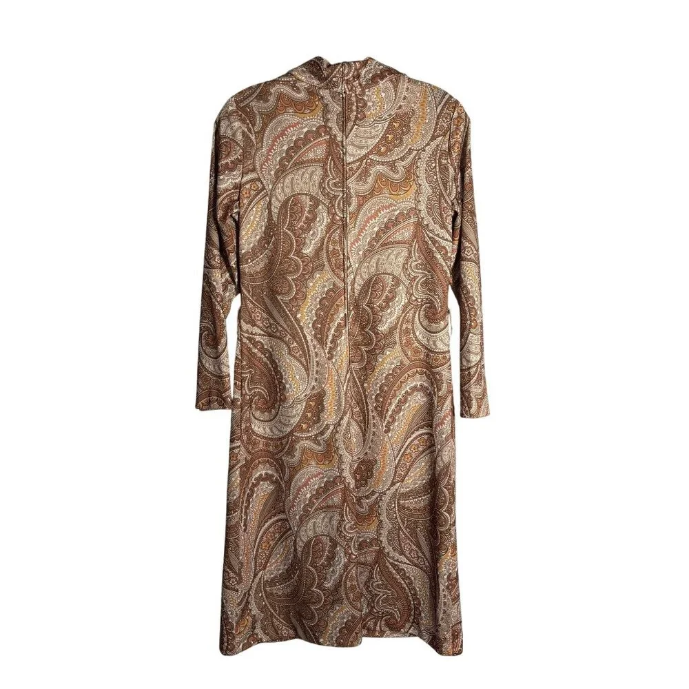 Vintage Walden Classics Paisley 3/4 - Long Sleeve Cowl Neck Dress Size 14 - Picture 4 of 13